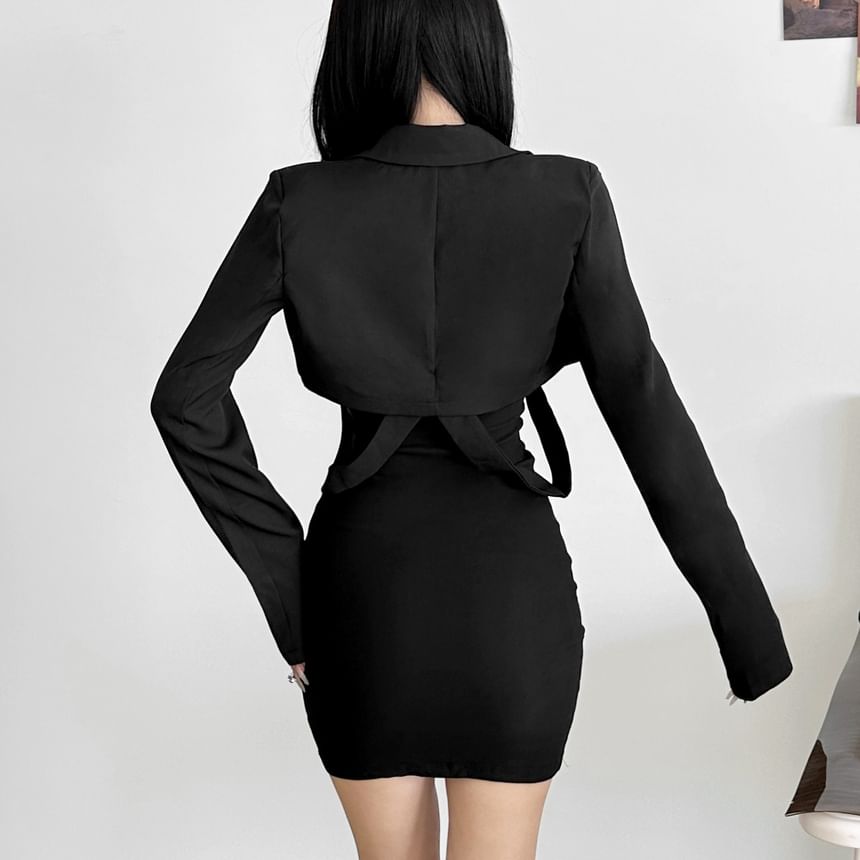 Sugarcoat - Strapless bodycon mini-jurk met strikdetail en halslijn