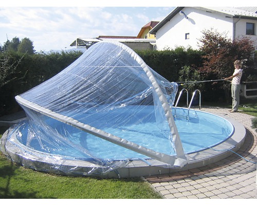 Zwembadafdekking Planet Pool Cabrio Dome transparant voor smalle leuning Ø 350 cm