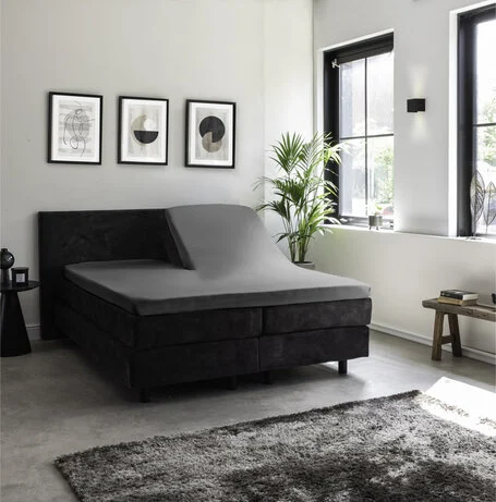Hoeslaken Egyptisch Katoen Stretch - Splittopper - Grijs