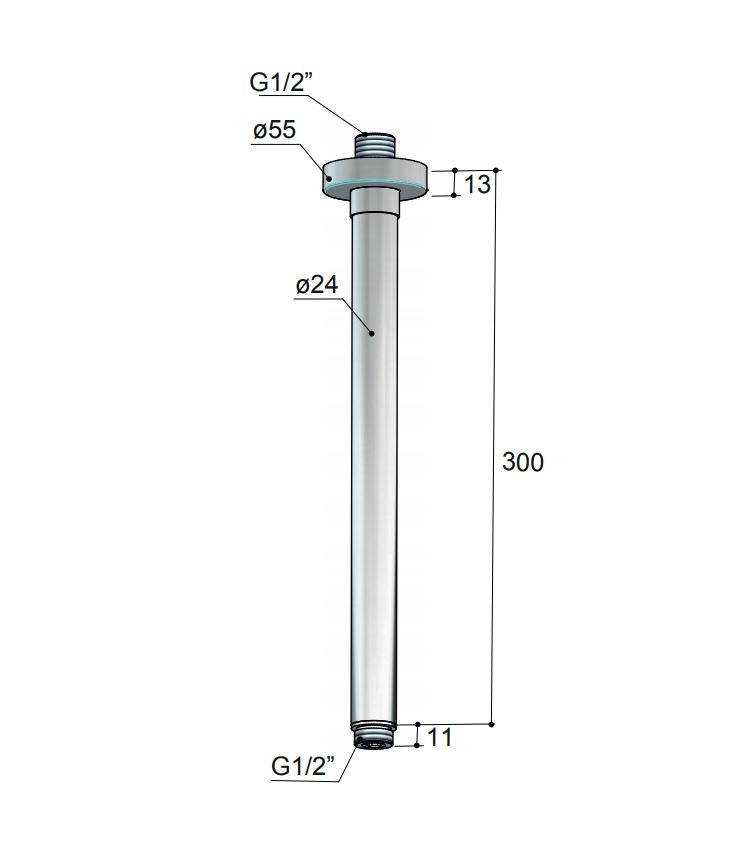 Hotbath Cobber Douchearm Plafondmontage Rond 30cm Verouderd Ijzer CB453