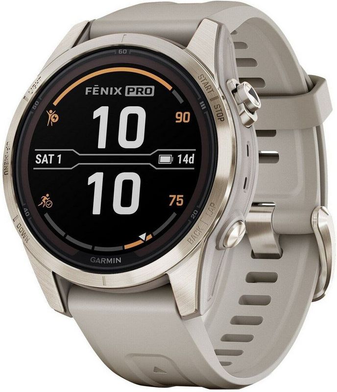 Garmin - Fenix 7S Pro Sapphire Solar - Smartwatch - Beige