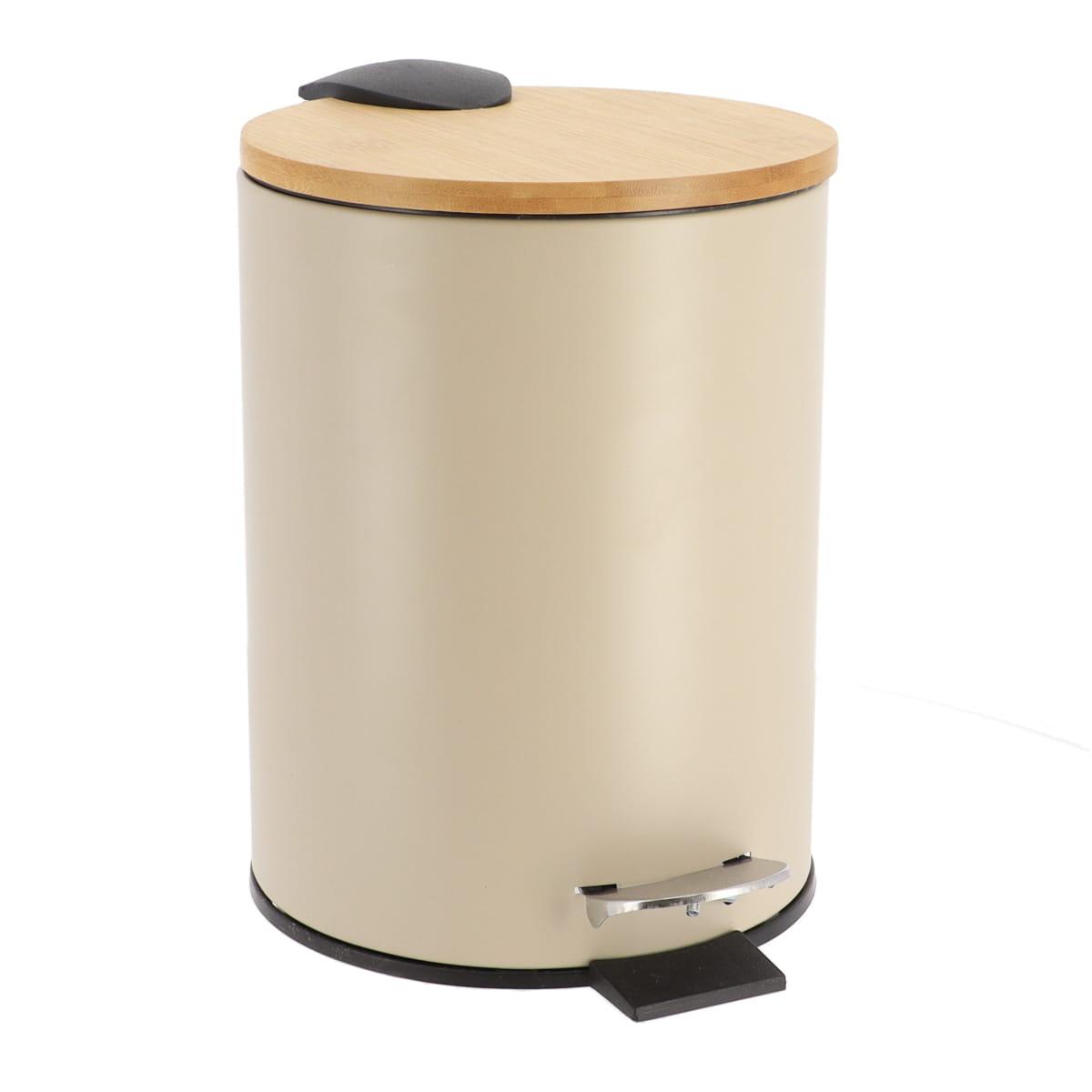 POUBELLE METAL FREIN DE CHUTE 3L TAUPE BAMBOU
