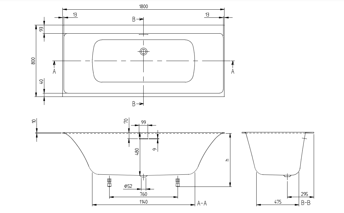 Villeroy & Boch Subway 3.0 inbouw ligbad 180x80cm wit mat