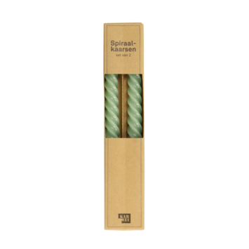 Kaars spiraal groen 25 cm - set van 2