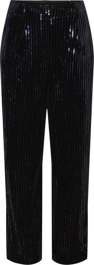 YAS YASELIVA SEQUIN HW STRAIGHT PANT - Black/w. sequins