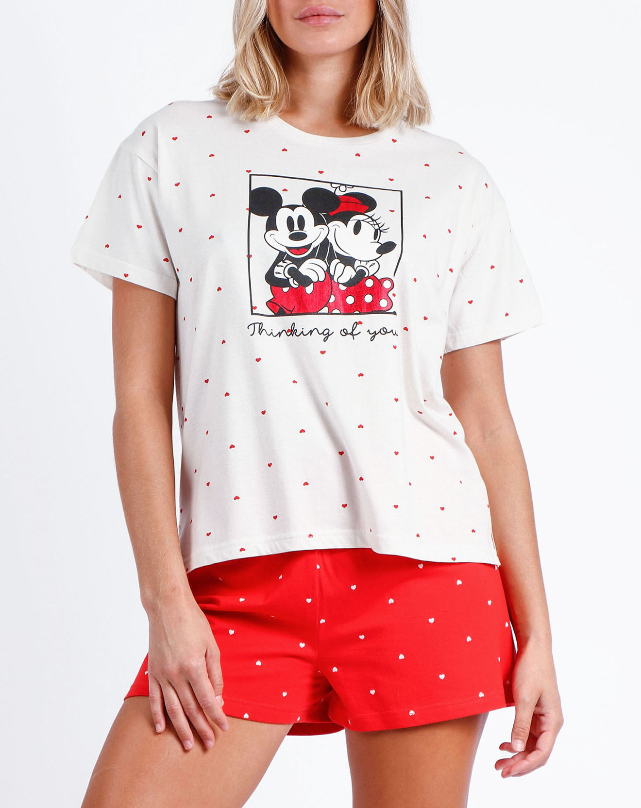 28 Pyjama T-Shirt & Short Alessia blanc/rouge
