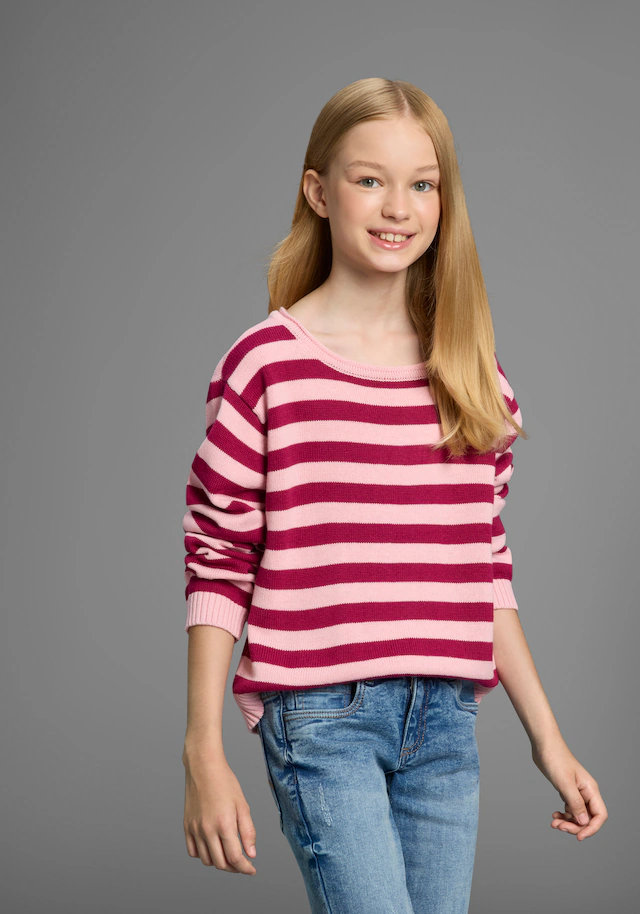 KIDSWORLD Strickpullover »Ringelpullover«, Ringelpullover mit Rollsaum