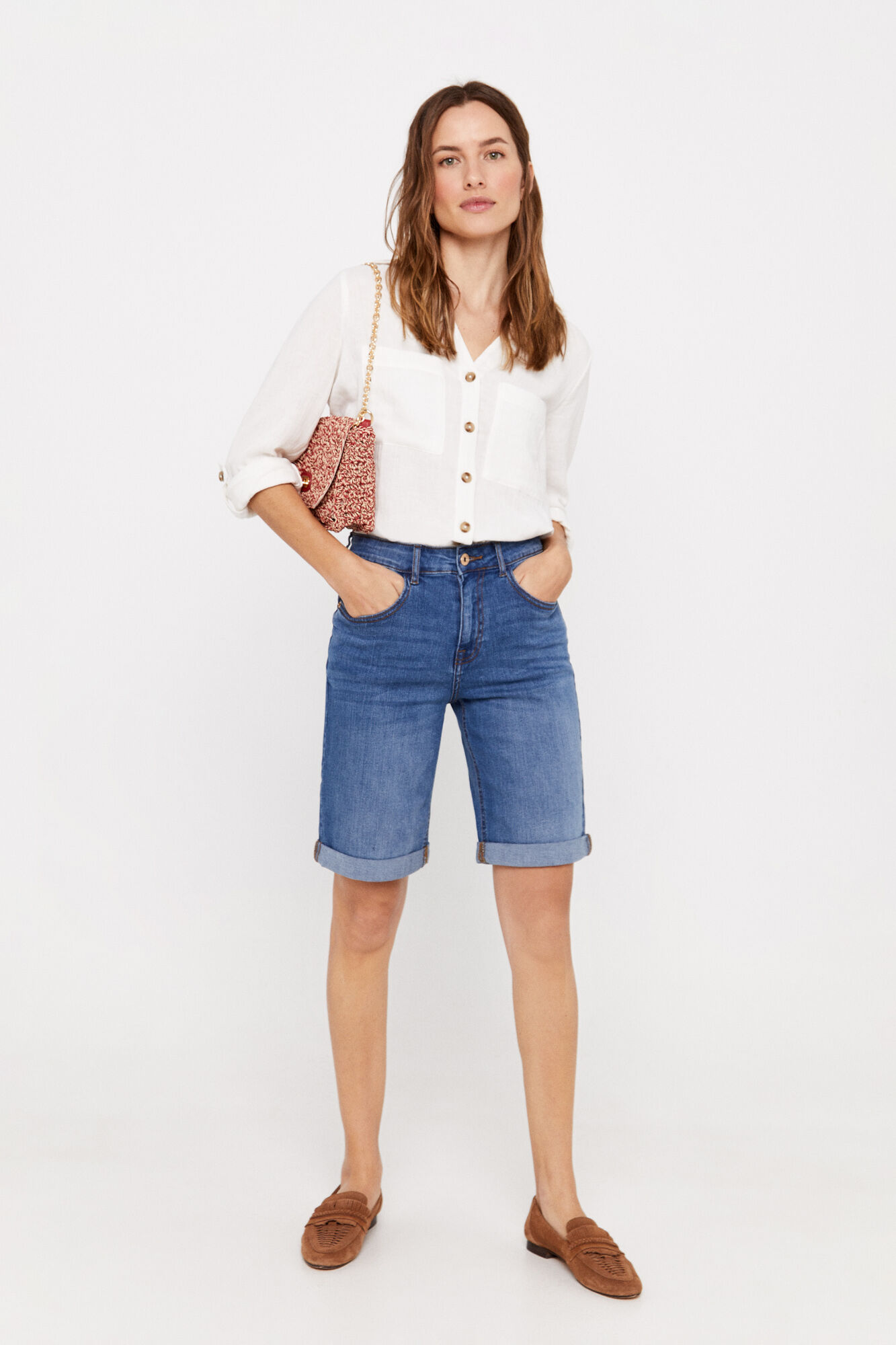 Bermuda jeans de 5 bolsos - Azul