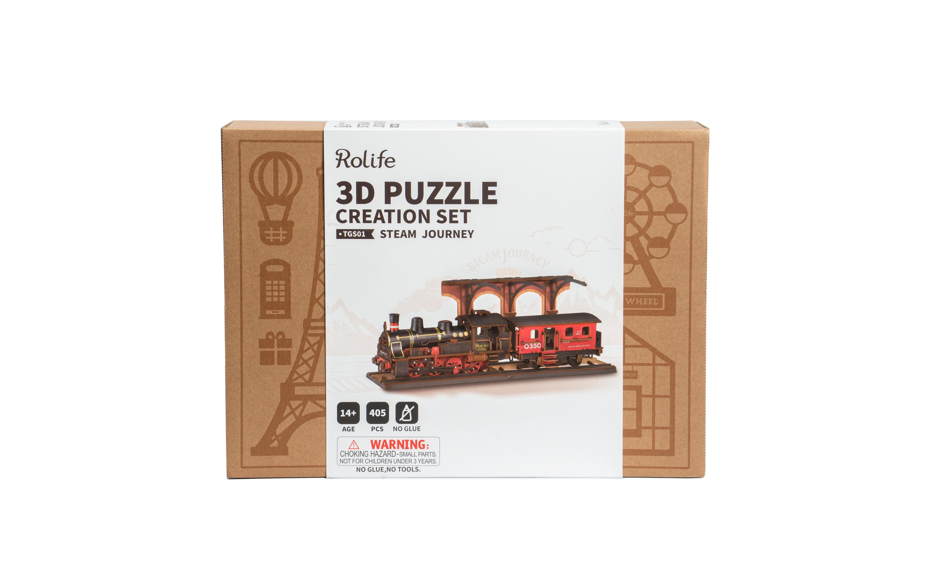 Bausatz Steam Journey 365-teilig3D-Puzzle aus lasergeschnittenen Holzteilen