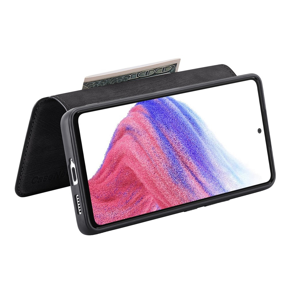 Samsung Galaxy S25 Edge  Leder Case Schutzhülle   Abnehmbare Tasche inkl. Kartenfächer MagSafe-Modul - Schwarz