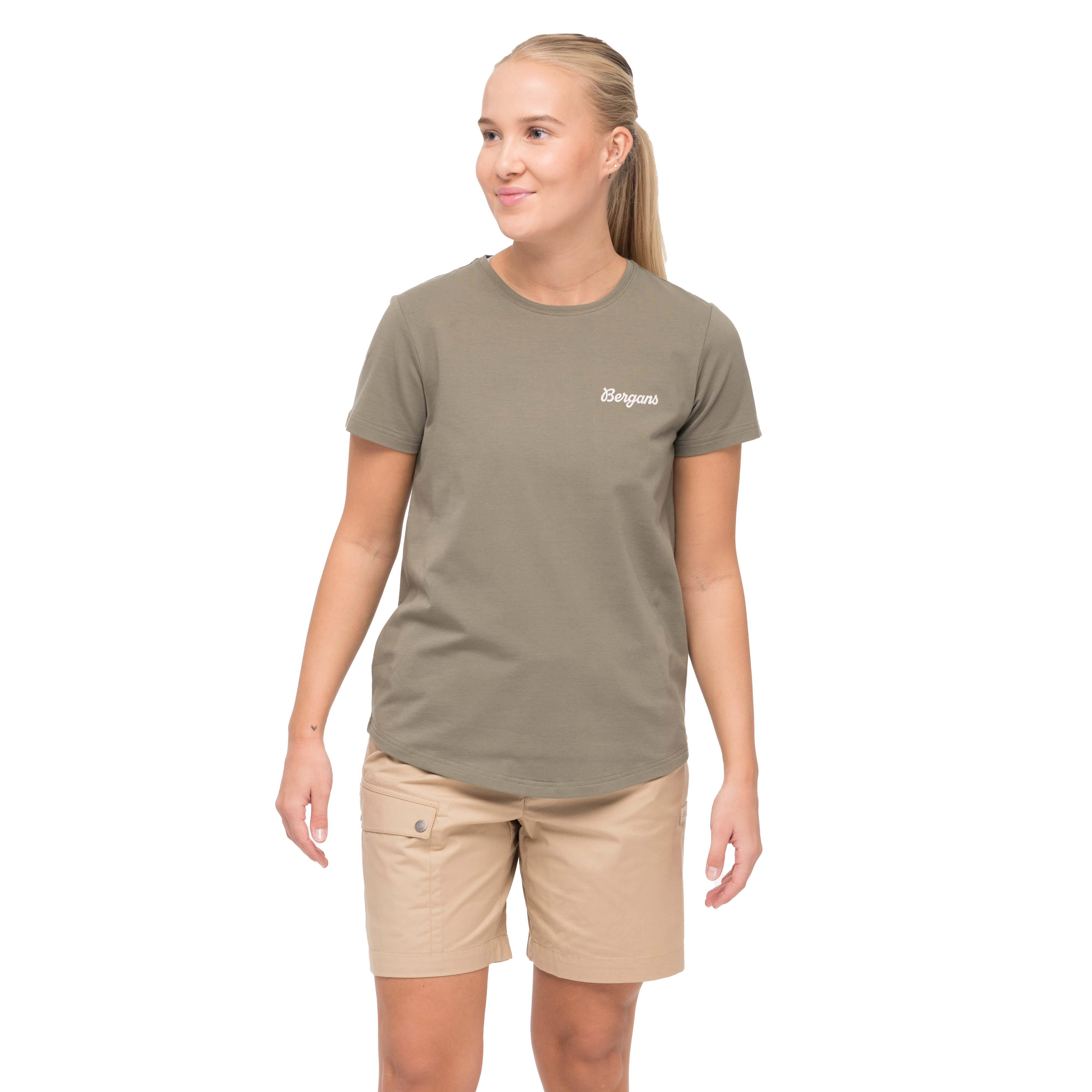 Nordmarka Organic Cotton Print Tee Women Green Mud