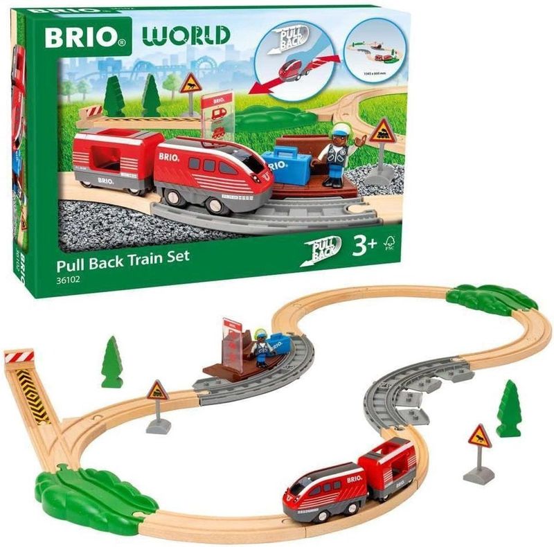BRIO - Pull Back Train Set - Speelgoed Treinen - Rood