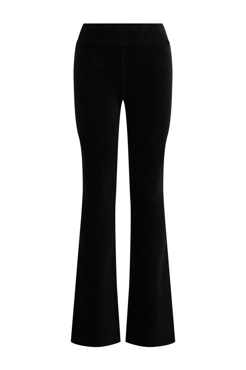 WE Fashion velours flared broek zwart