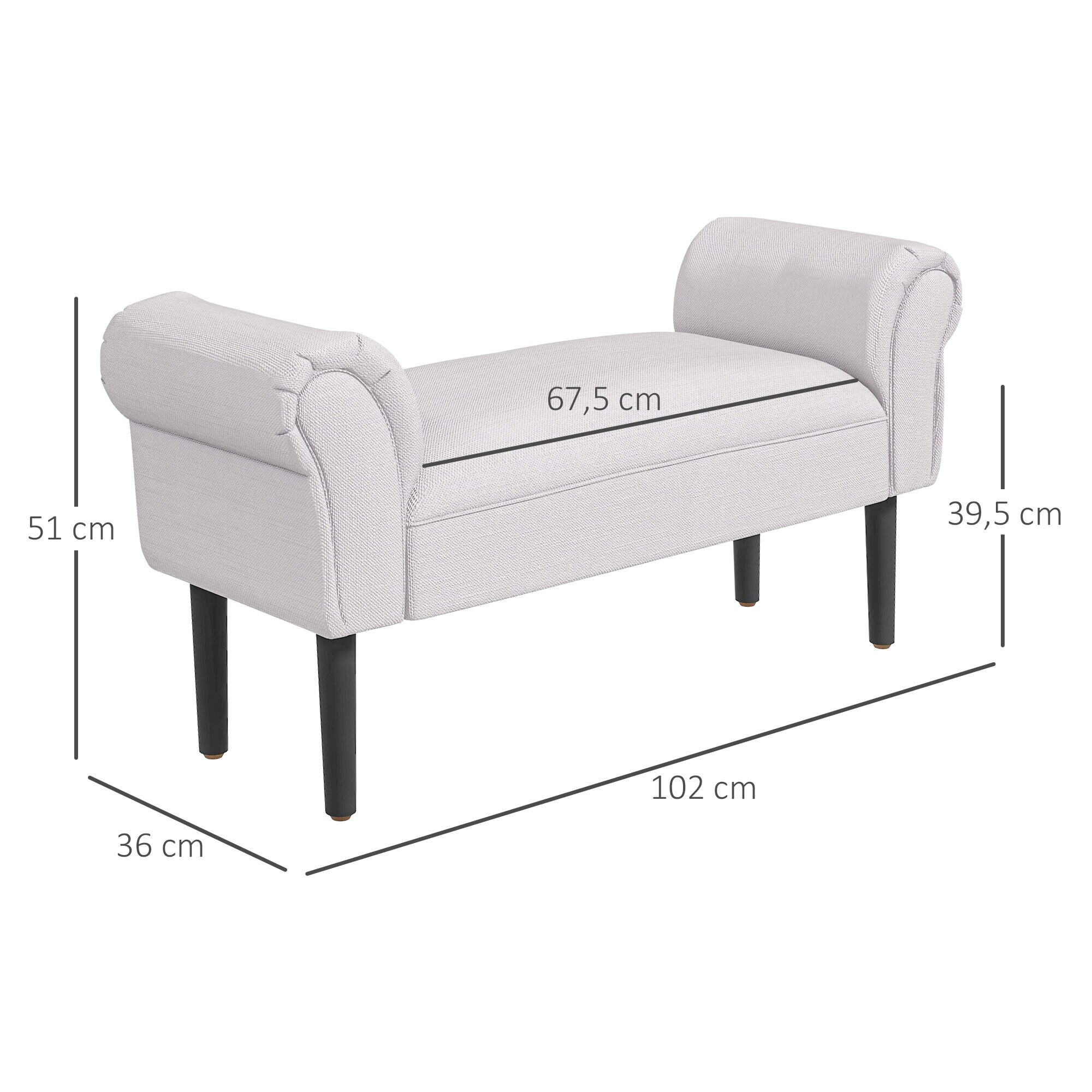 HOMCOM Polsterbank im modernen Design 102 x 31 x 51 cm(BxTxH)