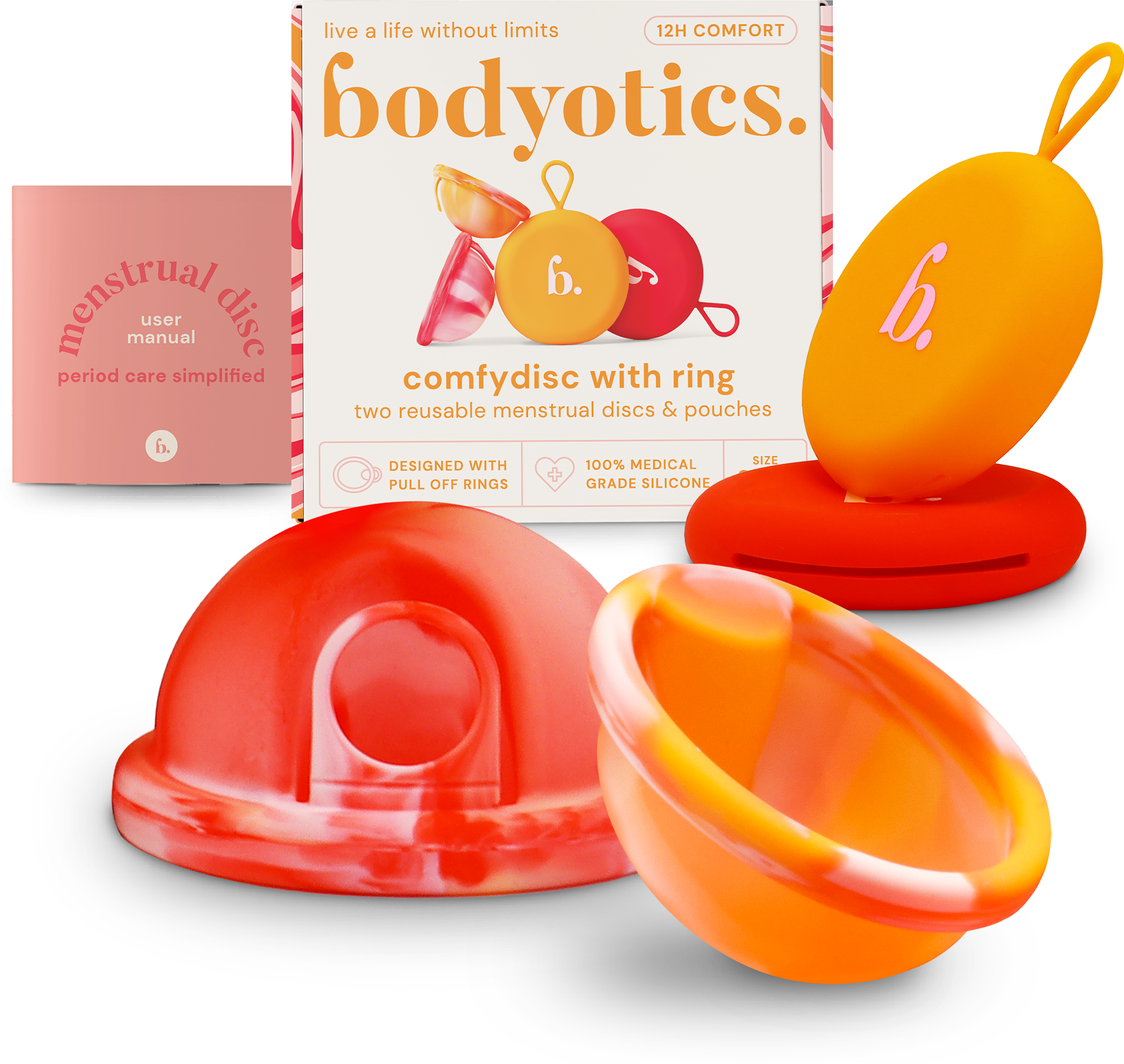 bodyotics  Deluxe Soft Menstruationsscheibe, Orange & Pink (2 Stk)