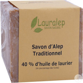 Lauralep Savon D'Alep Traditionnel Syrie 40% D'Huile de Laurier 200g