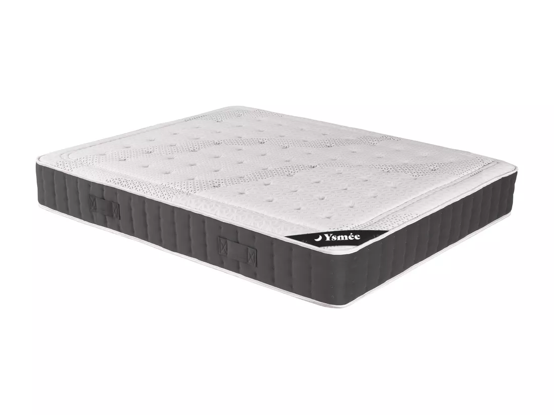 Ensemble 160 x 200 cm sommier déco en kit + matelas hybride ressorts ensachés accueil mémoire de forme ép.27cm - ATLANTIDE de YSMÉE