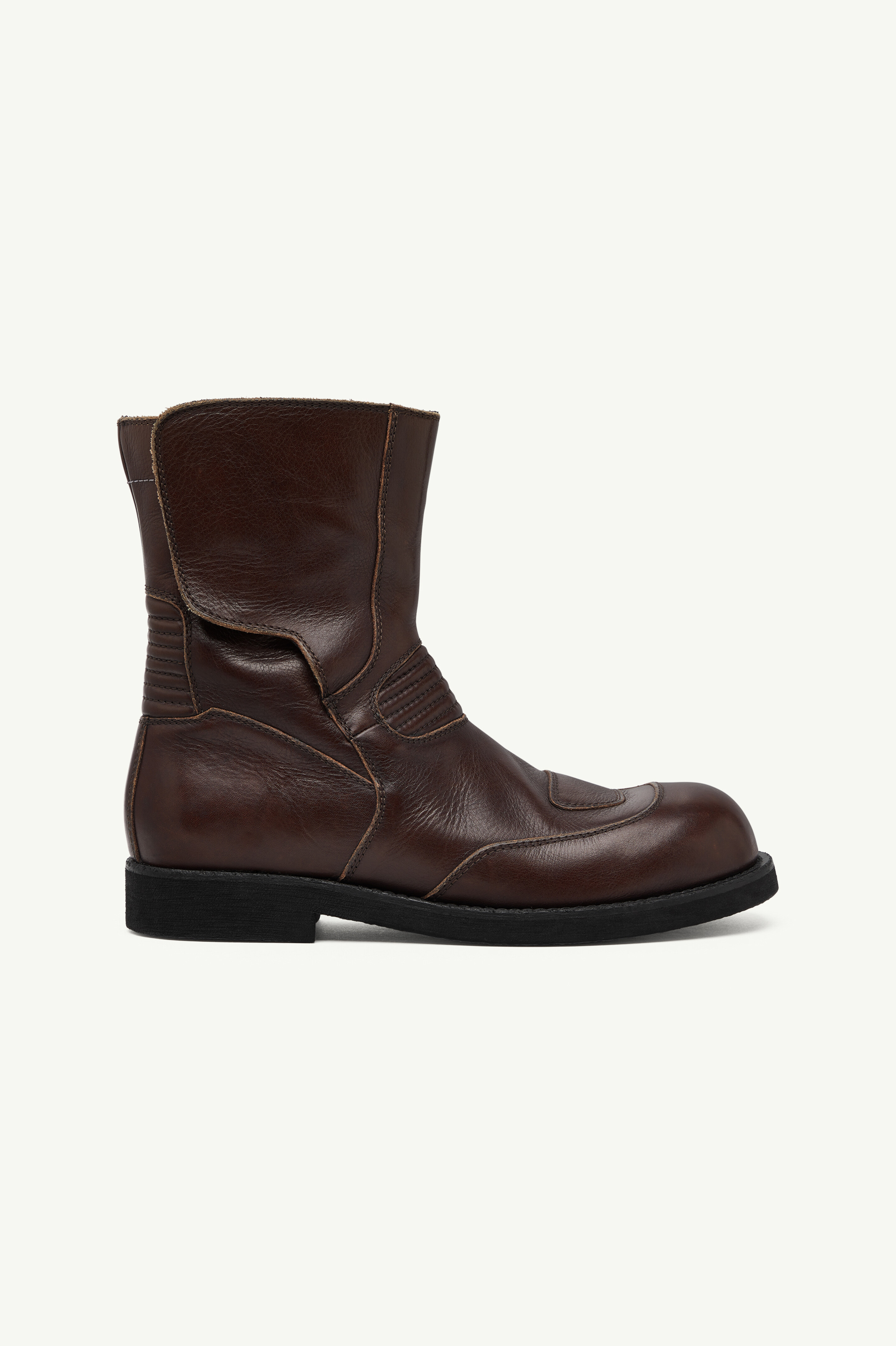 Bottines biker mi-mollet en cuir pour homme | MM6 Châtaigne
