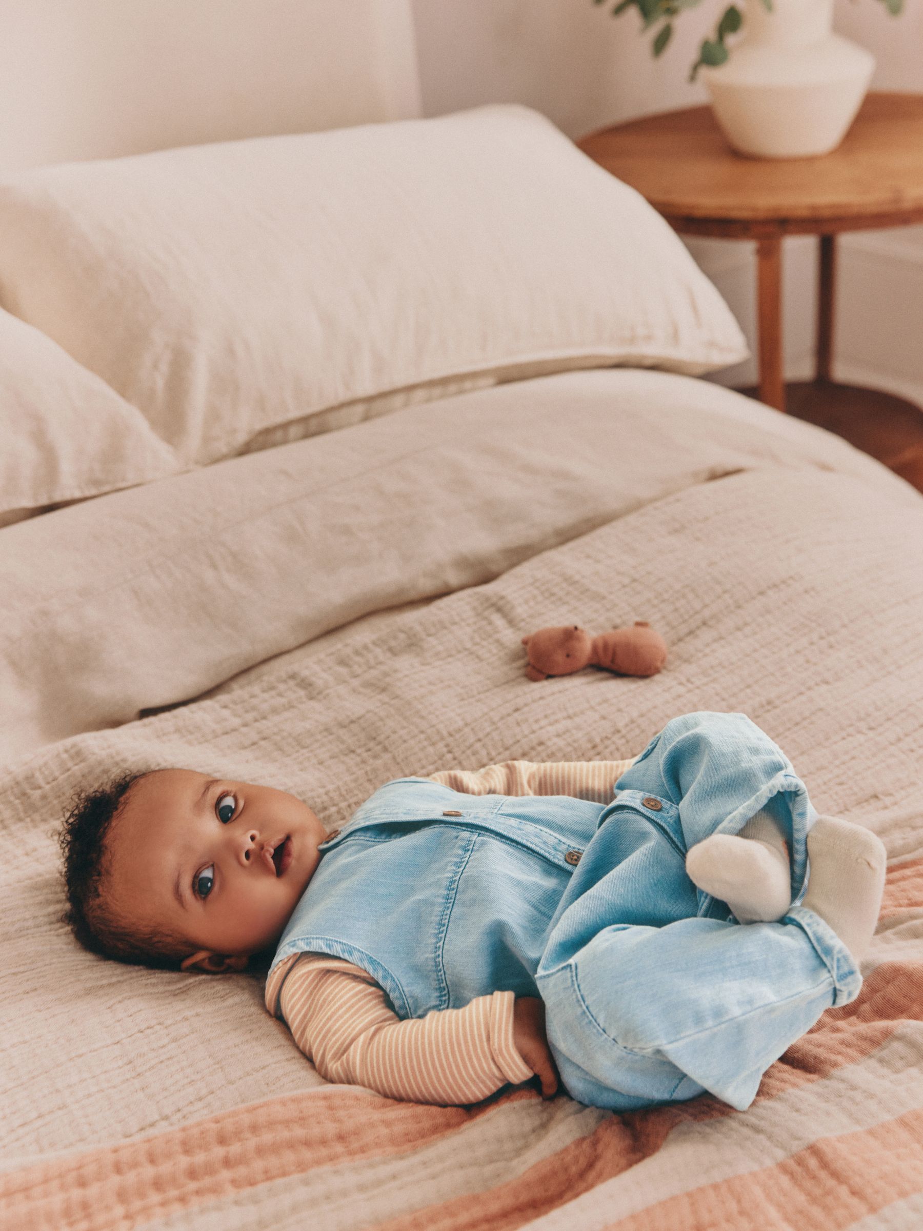 Denimblauw - Babyset van tuinbroek en rompertje (0mnd-2jr)