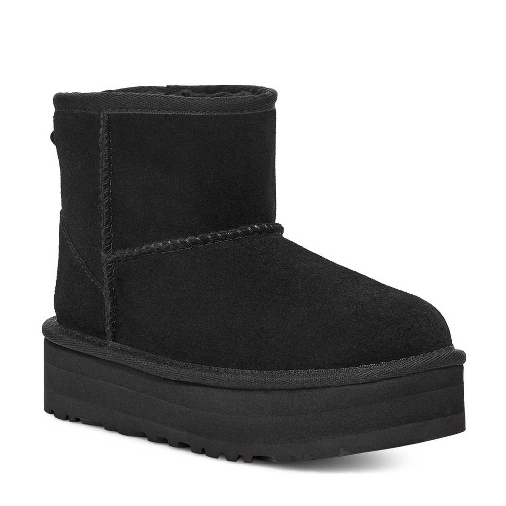 UGG Classic Mini Platformsuède enkelboots zwart