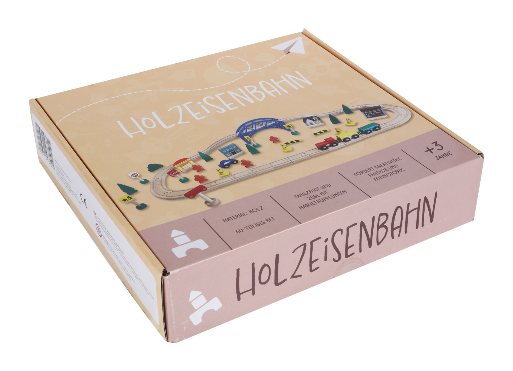 Großes Holzeisenbahn-Set 60-teilig
