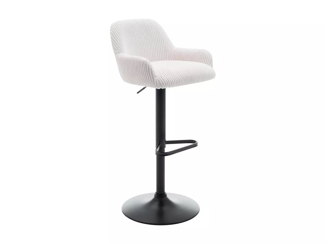 Lot de 2 tabourets en velours côtelé et métal noir - Hauteur réglable - Crème - LILIYA