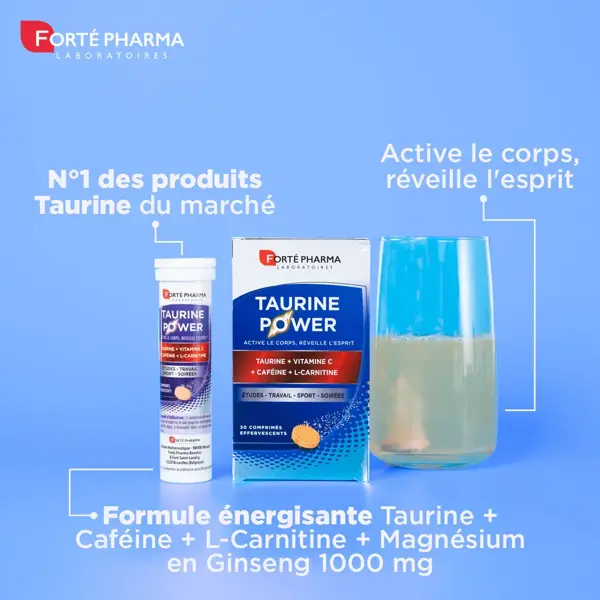 Forté Pharma Taurina Energia Cafeína Vitamina C 30 comprimidos efervescentes