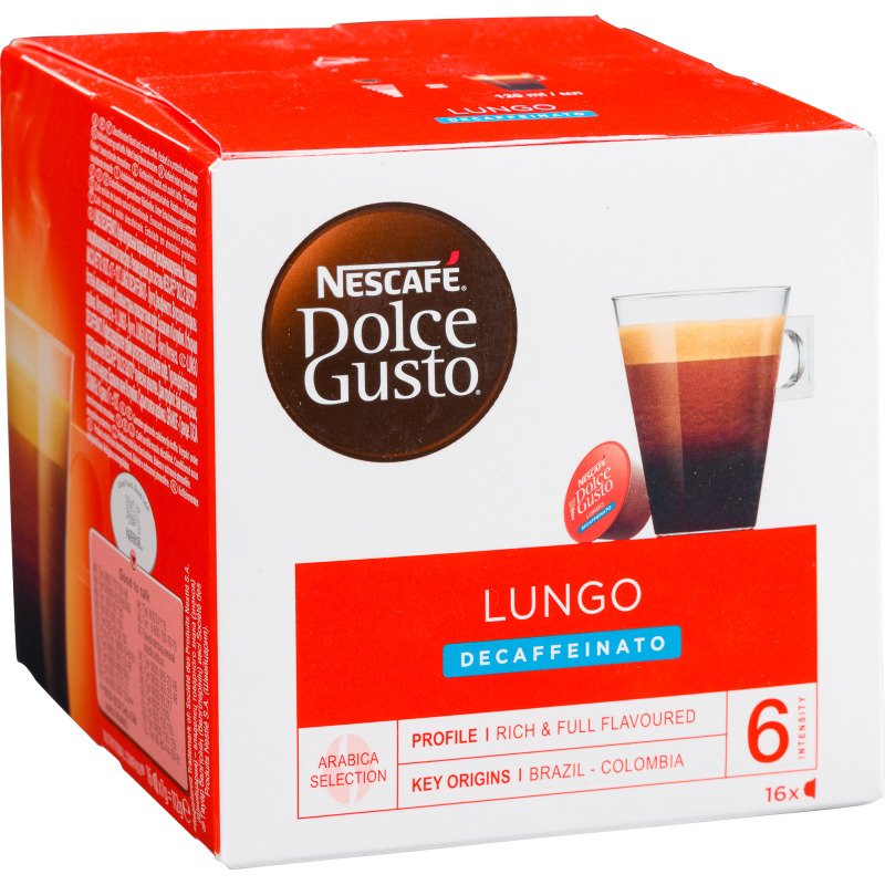 Capsules de café Nescafé Dolce Gusto Lungo Decaffeinato N° 6 - Boîte de 16