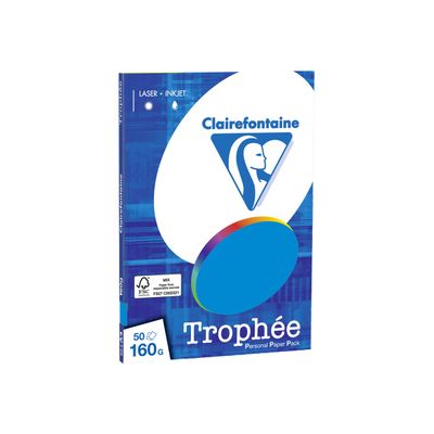 Clairefontaine Trophée - Papier couleur - A4 (210 x 297 mm) - 160 g/m² - Ramette de 50 feuilles - bleu turquoise