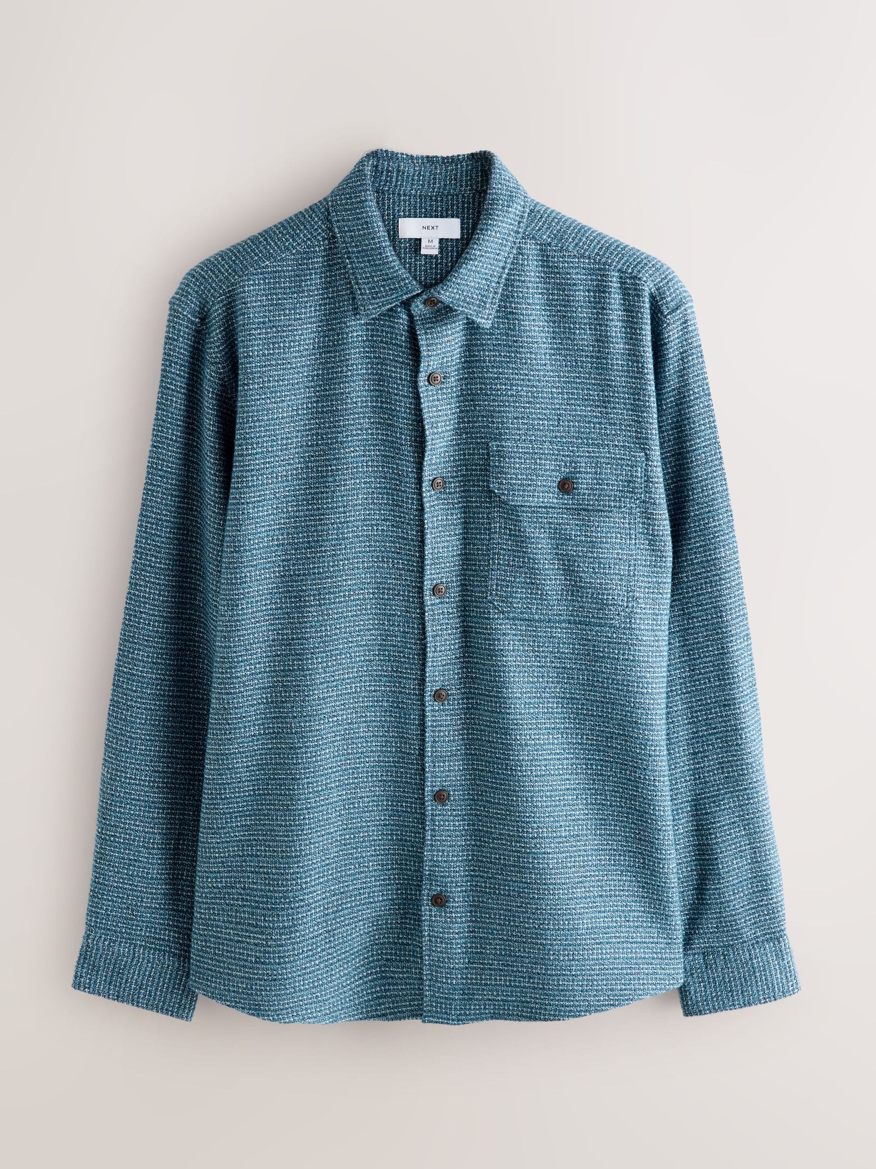 Blauw - Textured Shacket Overshirt