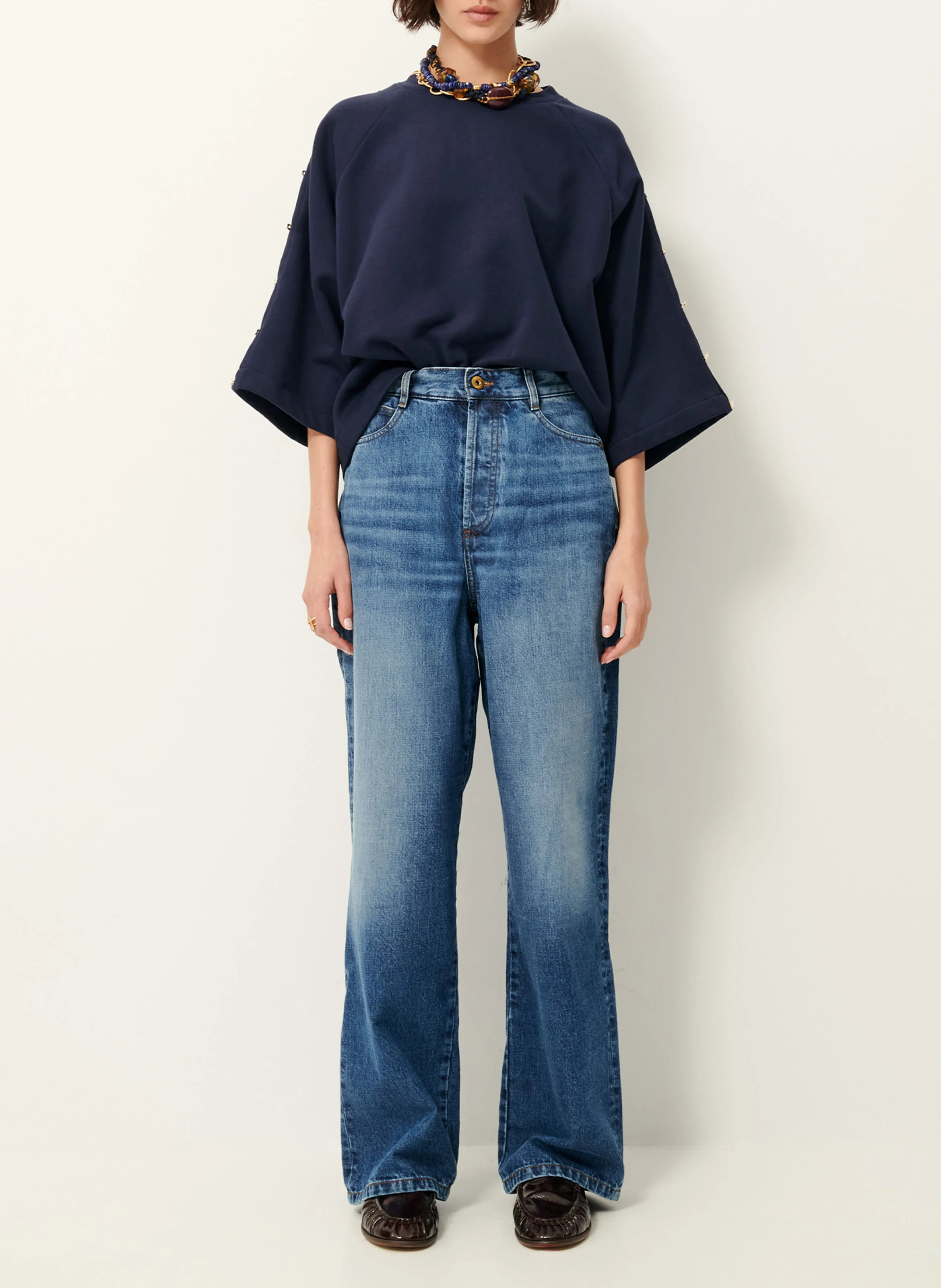 SOUND - Sweat cropped en coton | Bleu