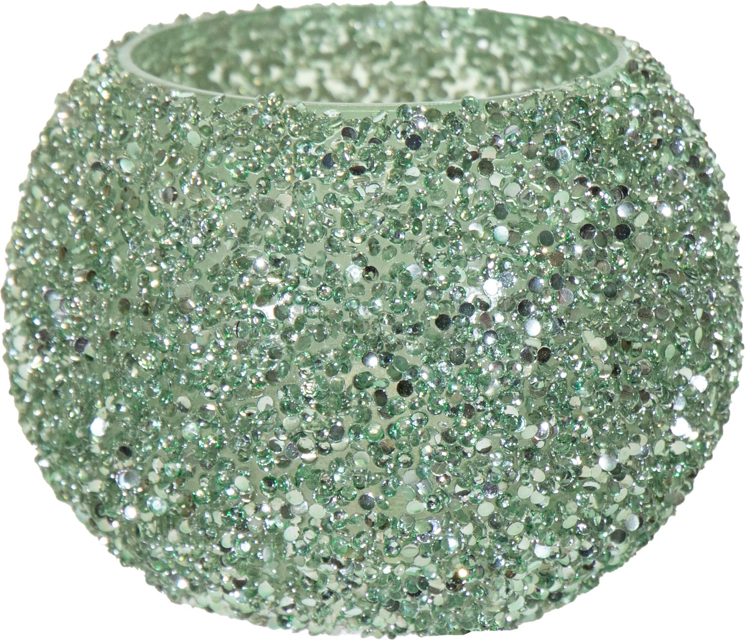 Strass waxinelichthouder Louise groen D 16 H 12 cm