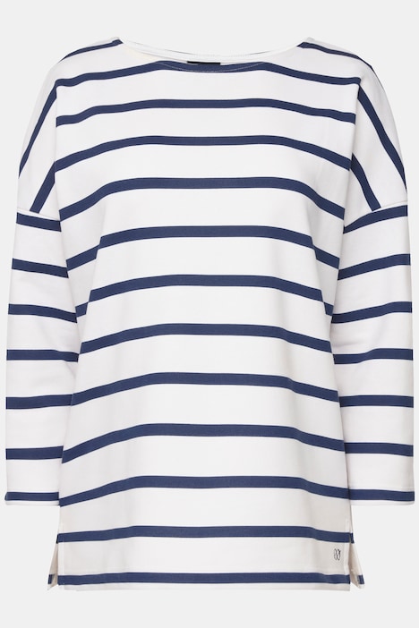 Sweatshirt, oversized, Ringel, 3/4-Ärmel, OEKO-TEX