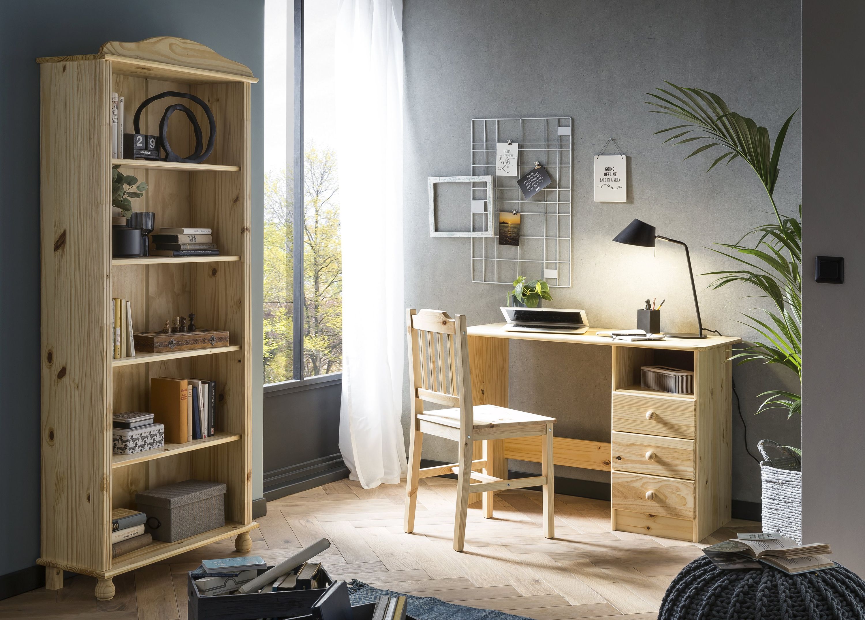 Bücherregal Kiefer massiv Standregal Wohnzimmer Regal