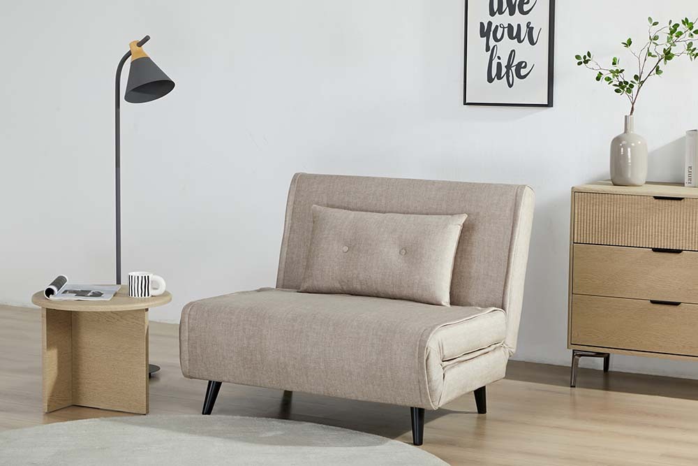 Schlafsessel SMART MULTIFUNCTION 100cm champagner Vogue Velours Samt Bettfunktion