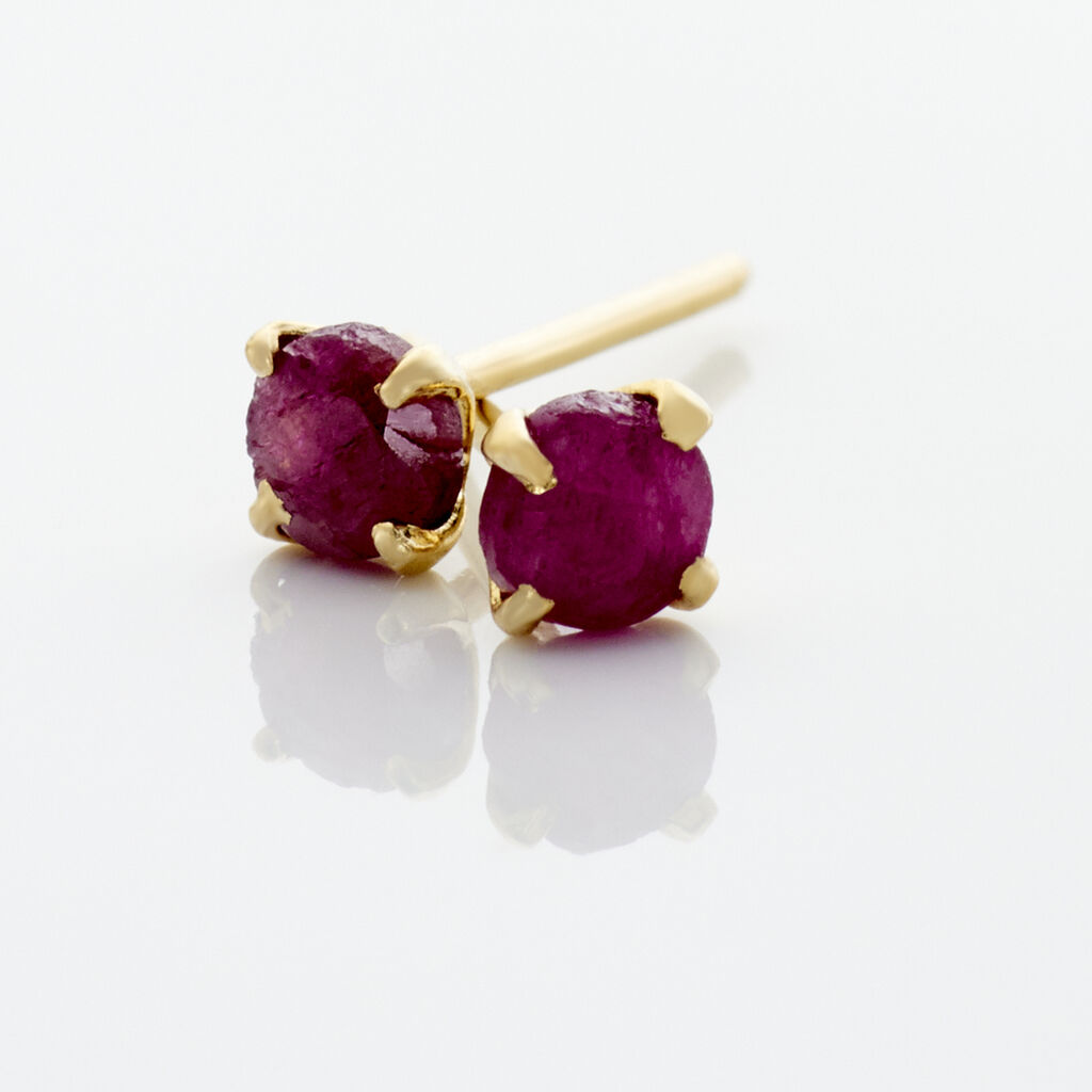 Boucles D'oreilles Puces Elea Serti Griffe Or Jaune Rubis