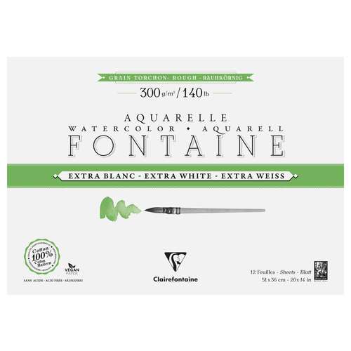 Clairefontaine FONTAINE Aquarellblock Extraweiß, Torchon