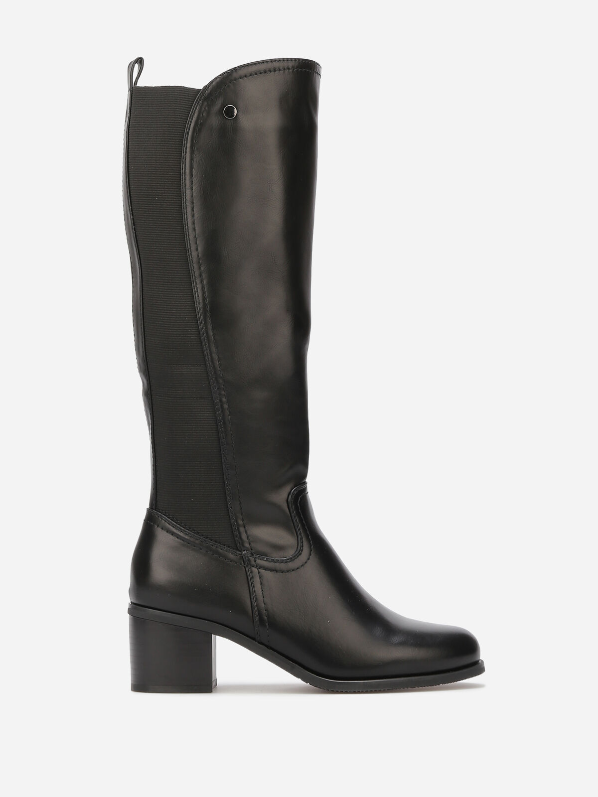 Bottes cavalières à empiècement élastique- Noir