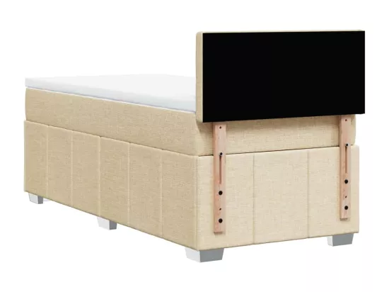 Sommier à lattes de lit et matelas Crème 90x190 cm Tissu