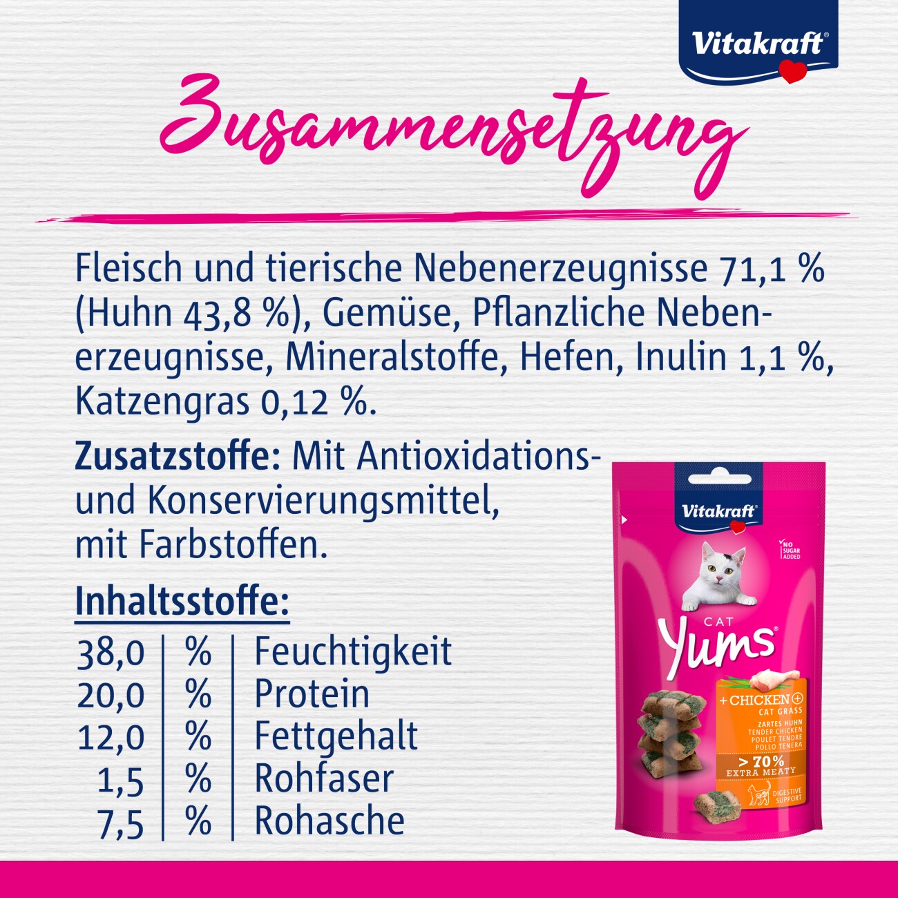 Vitakraft Cat Yums Huhn und Katzengras 9x40 g