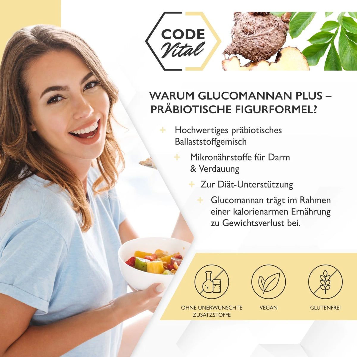 CODE Vital Glucomannan Plus, Präbiotische Figurformel + Sättigungseffekt