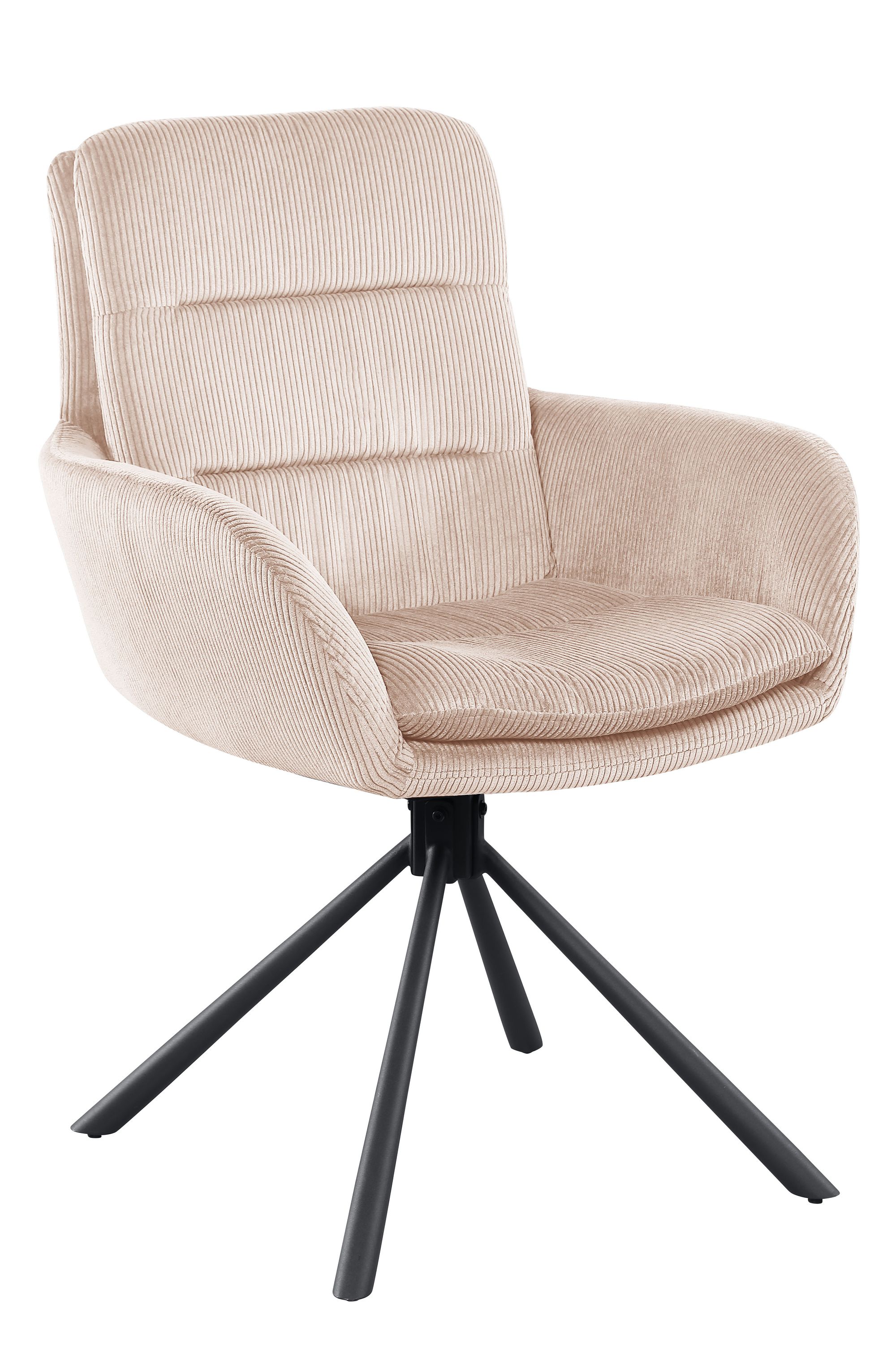 Armlehnstuhl Cord Optik beige Esszimmerstuhl Polsterstuhl Wohnzimmer Küche Stuhl
