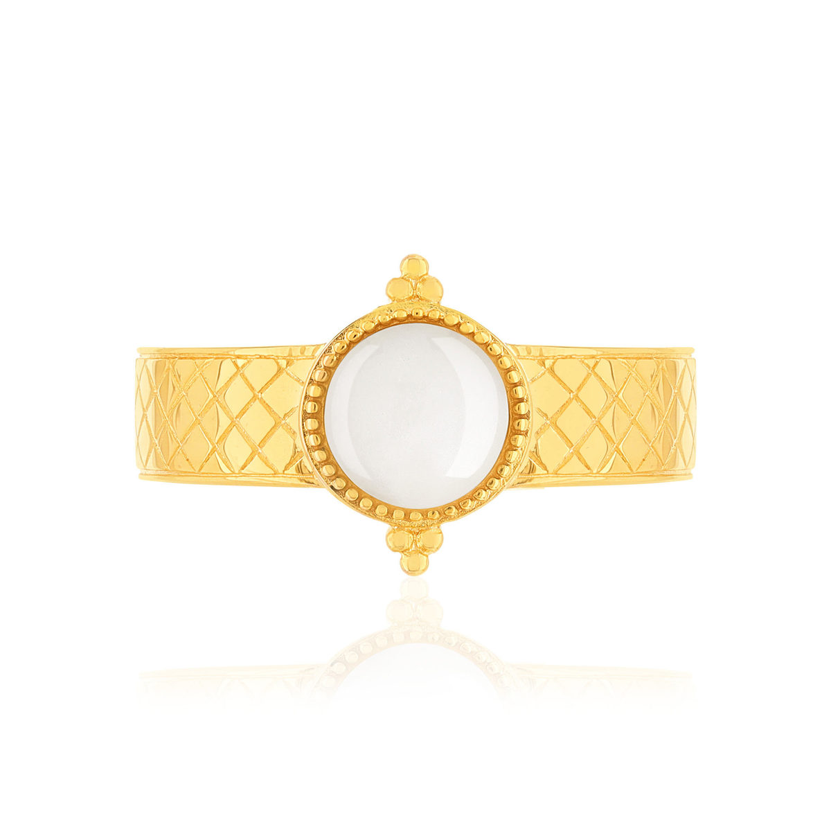 Bague ajustable dorée nacre
