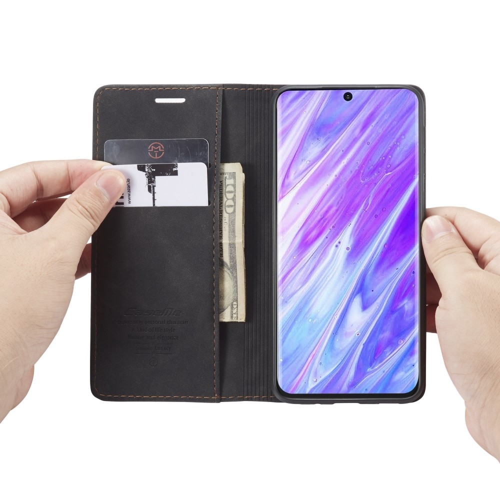 Samsung Galaxy S20 / S20 5G Leder Tasche Flip Wallet Etui mit Kartenfächern - Schwarz