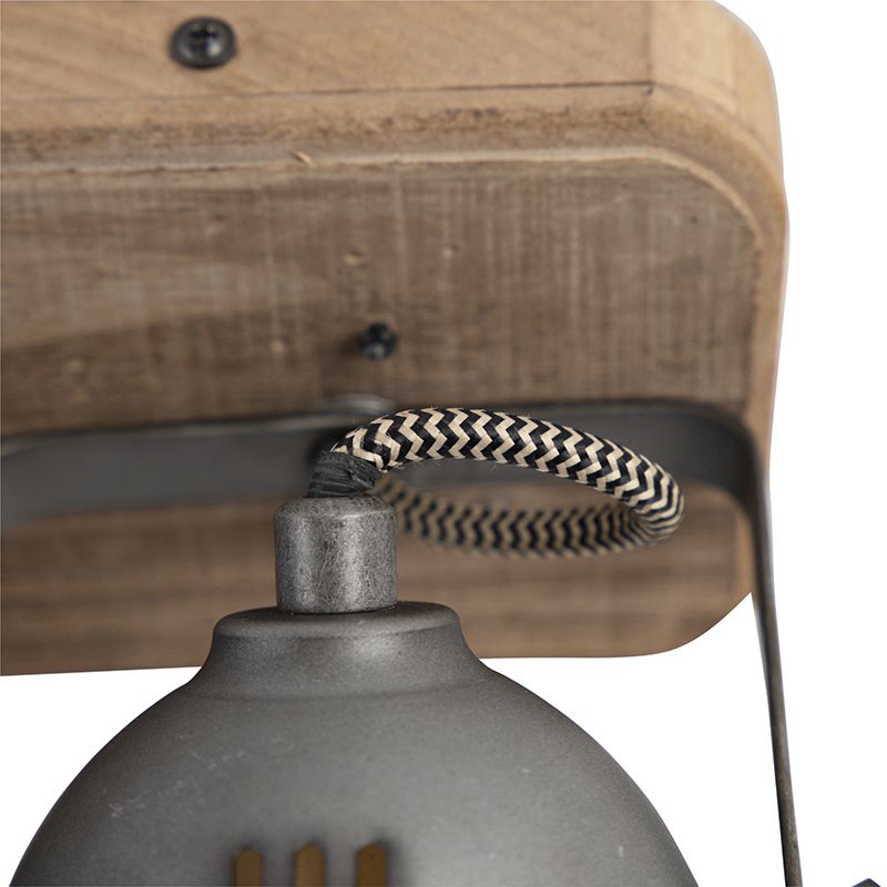 Industriële smart spot grijs met hout incl. 2 WiFi GU10 - Emado