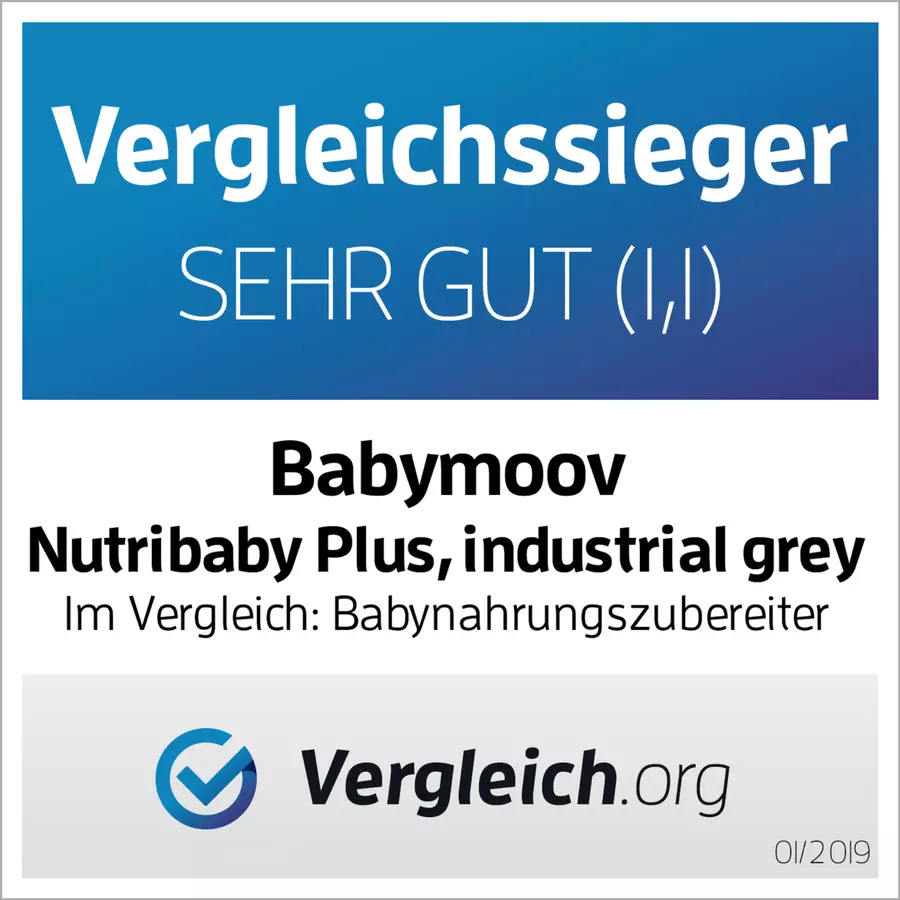 babymoov Küchenmaschine Nutribaby plus industrial grey + babymoov Nahrungsbehälter Babybols Multi Set Kit XXL
