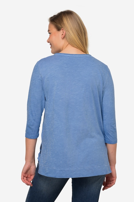 T-Shirt, V-Ausschnitt, Halbarm, Saum mit Raffung OEKO-TEX MIG