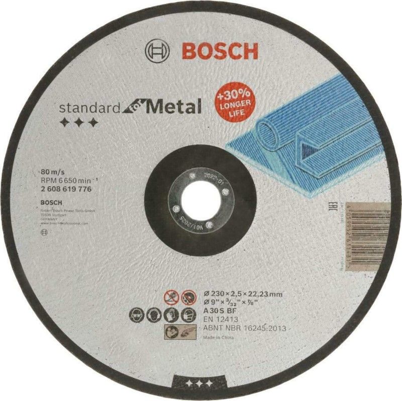 Bosch 2608619776 Doorslijpschijf Standard for Metal 230x2.5x22.23mm gebogen