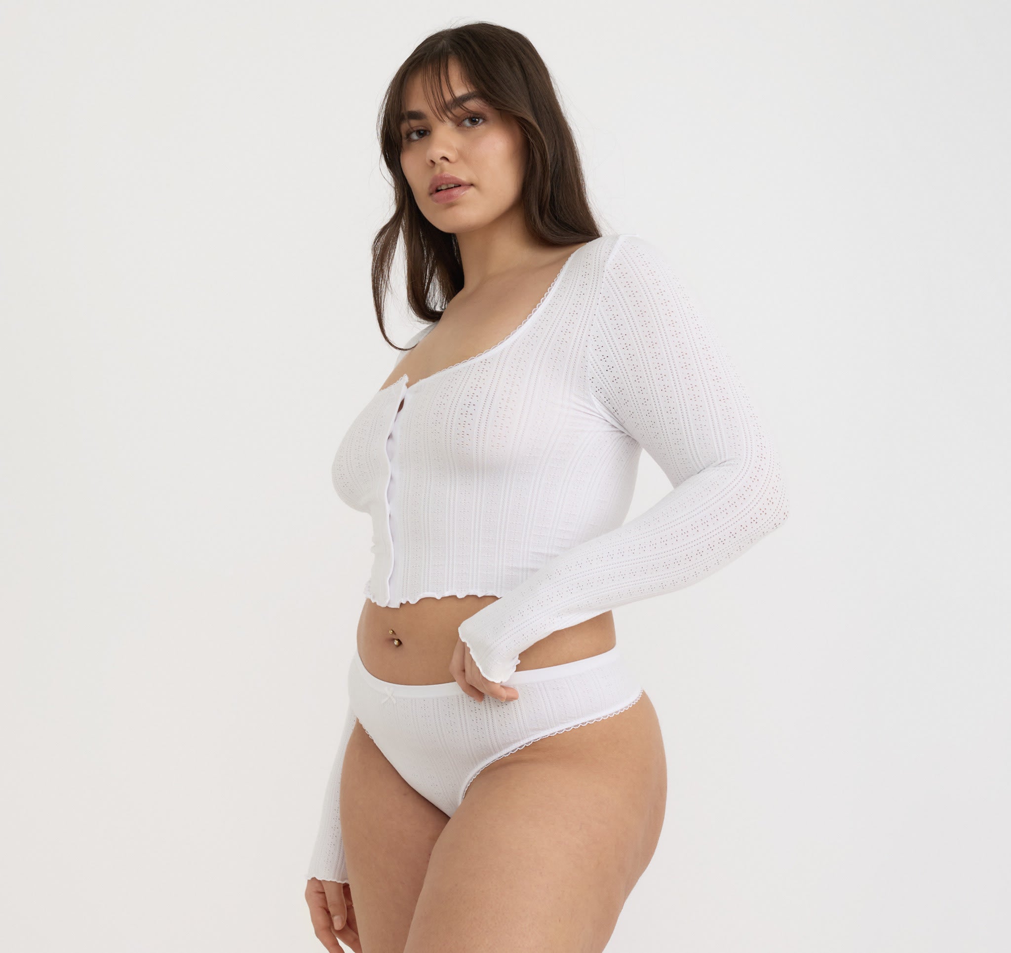 LENZING™ ECOVERO™ VISCOSE<br>Pointelle Cardigan