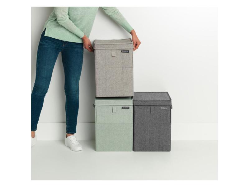 Brabantia Wäschesammler stapelbar, 35 Liter, Schwarz Stapelbarer Wäschekorb